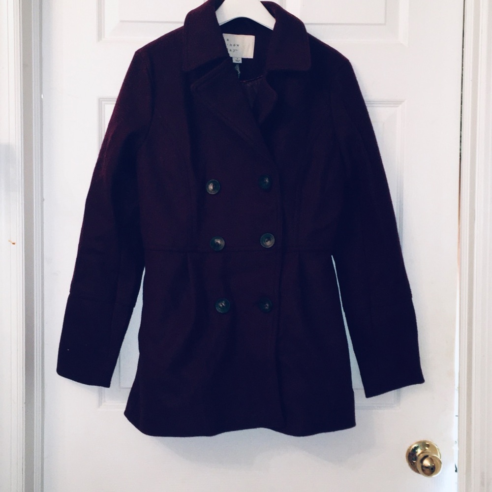 NWT merlot wool blend pea coat - GORGEOUS - Picture 8 of 8